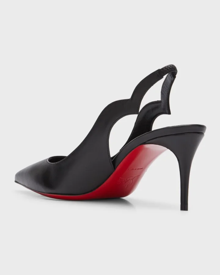Hot Chick Leather Red Sole Slingback Pumps - Image 2