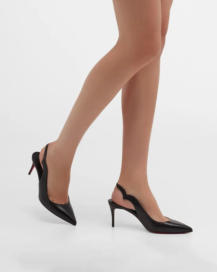 Hot Chick Leather Red Sole Slingback Pumps - Image 3