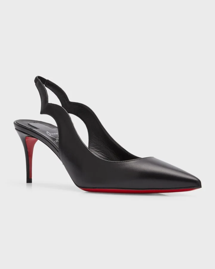 Hot Chick Leather Red Sole Slingback Pumps - Image 4
