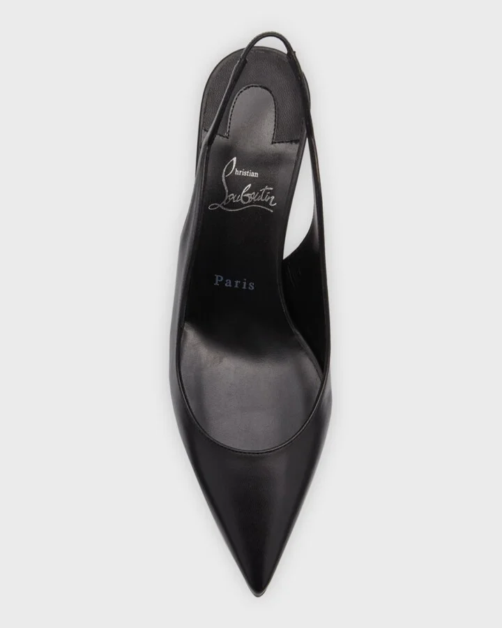 Hot Chick Leather Red Sole Slingback Pumps - Image 5