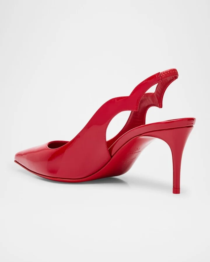 Hot Chick Patent Leather Red Sole Slingback Pumps - Image 2