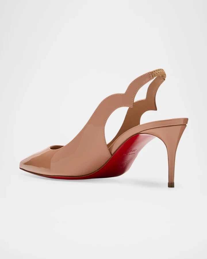Hot Chick Patent Red Sole Slingback Pumps - Image 2
