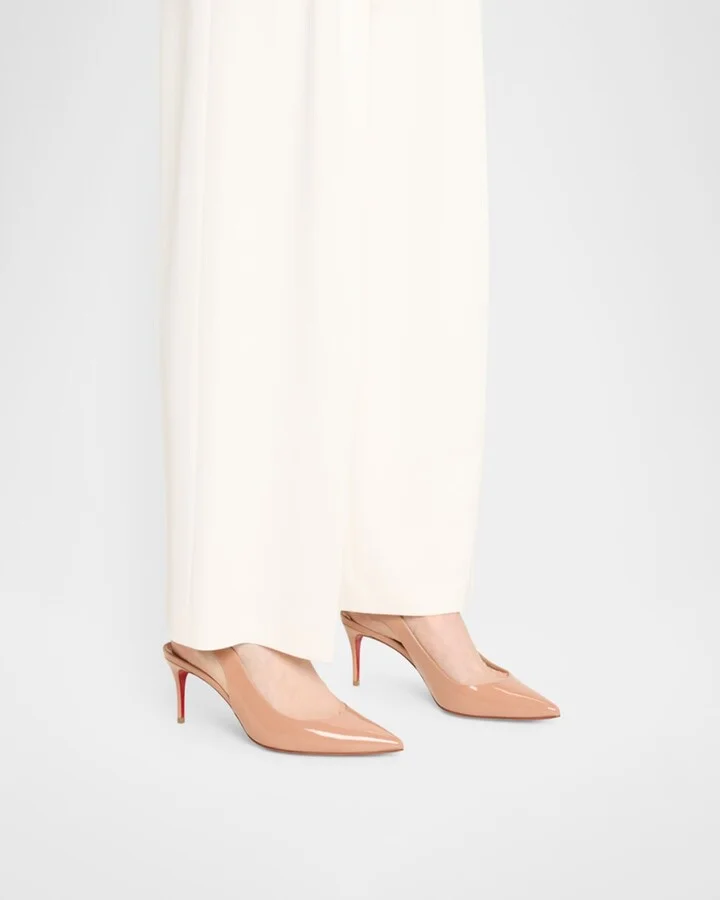 Hot Chick Patent Red Sole Slingback Pumps - Image 3