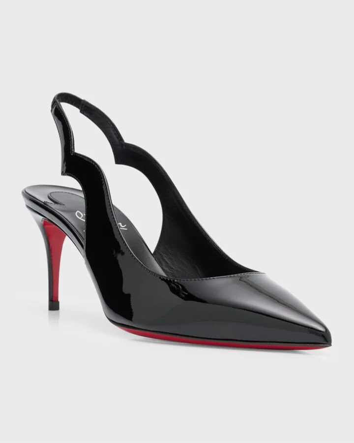 Hot Chick Patent Red Sole Slingback Pumps - Image 6