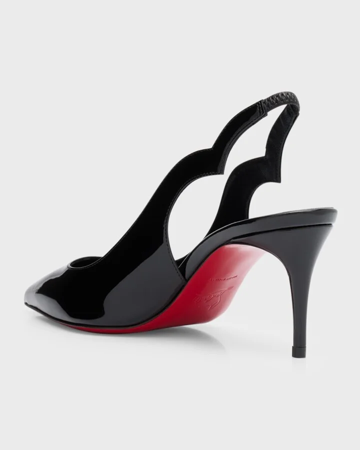 Hot Chick Patent Red Sole Slingback Pumps - Image 8