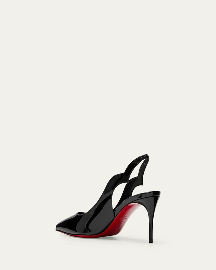 Hot Chick Patent Red Sole Slingback Pumps - Image 4