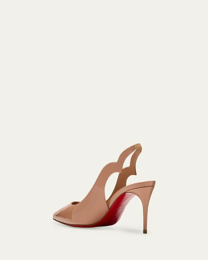 Hot Chick Patent Red Sole Slingback Pumps - Image 10