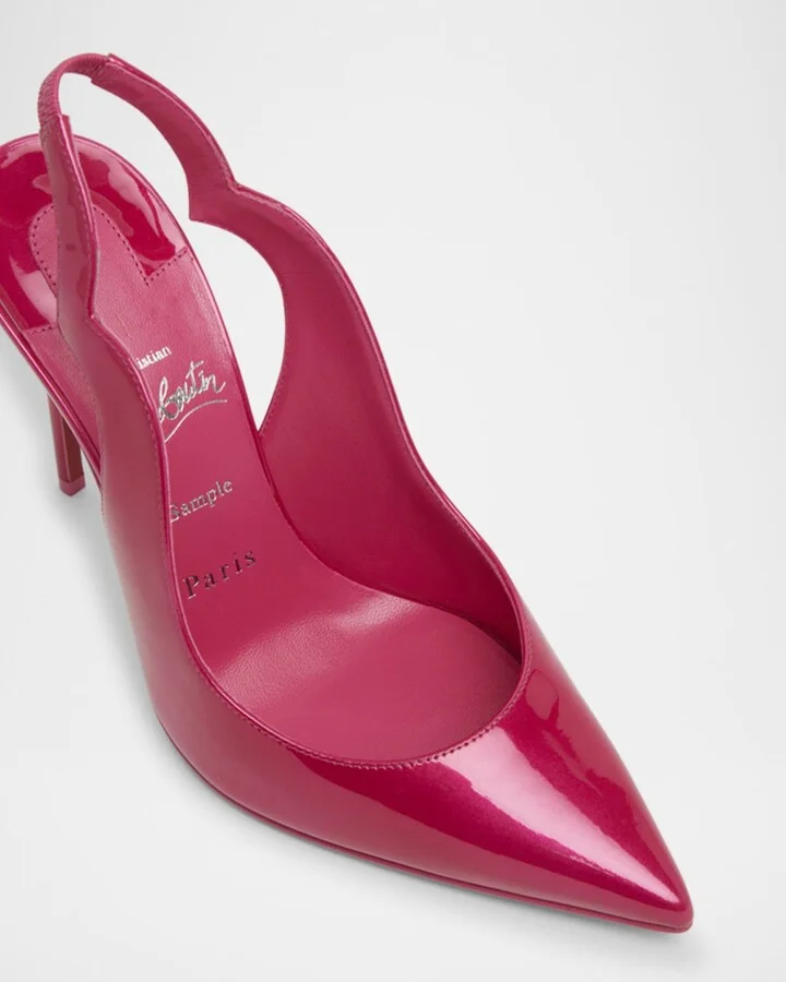 Hot Chick Patent Red Sole Slingback Pumps - Image 2