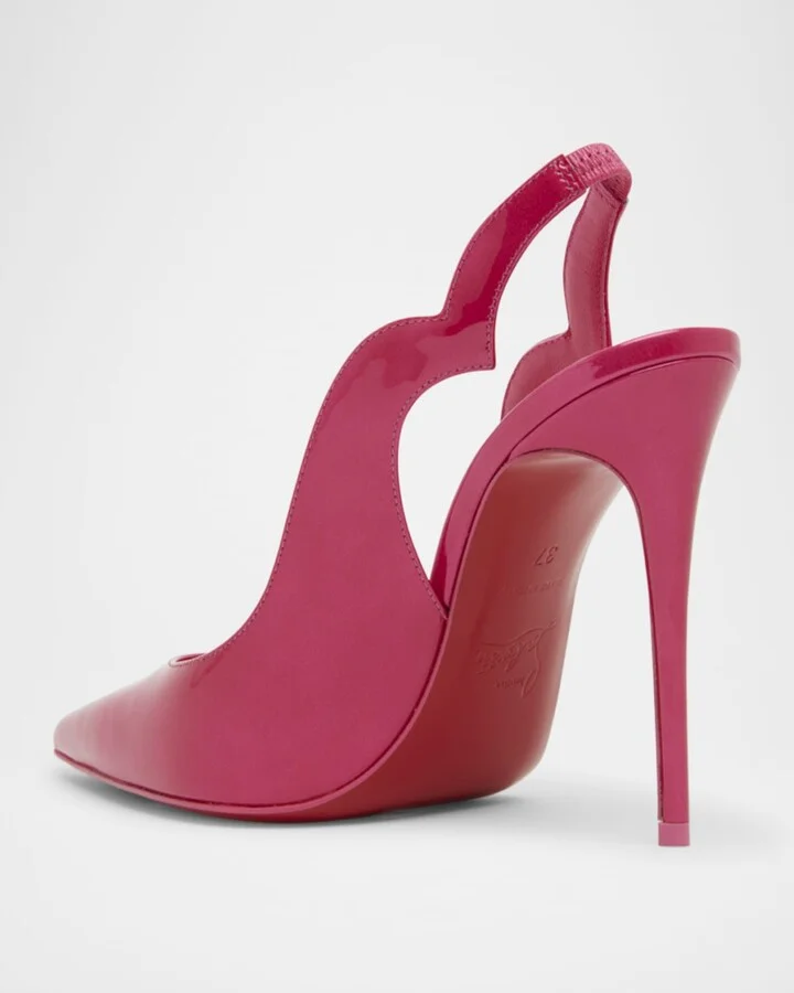 Hot Chick Patent Red Sole Slingback Pumps - Image 3