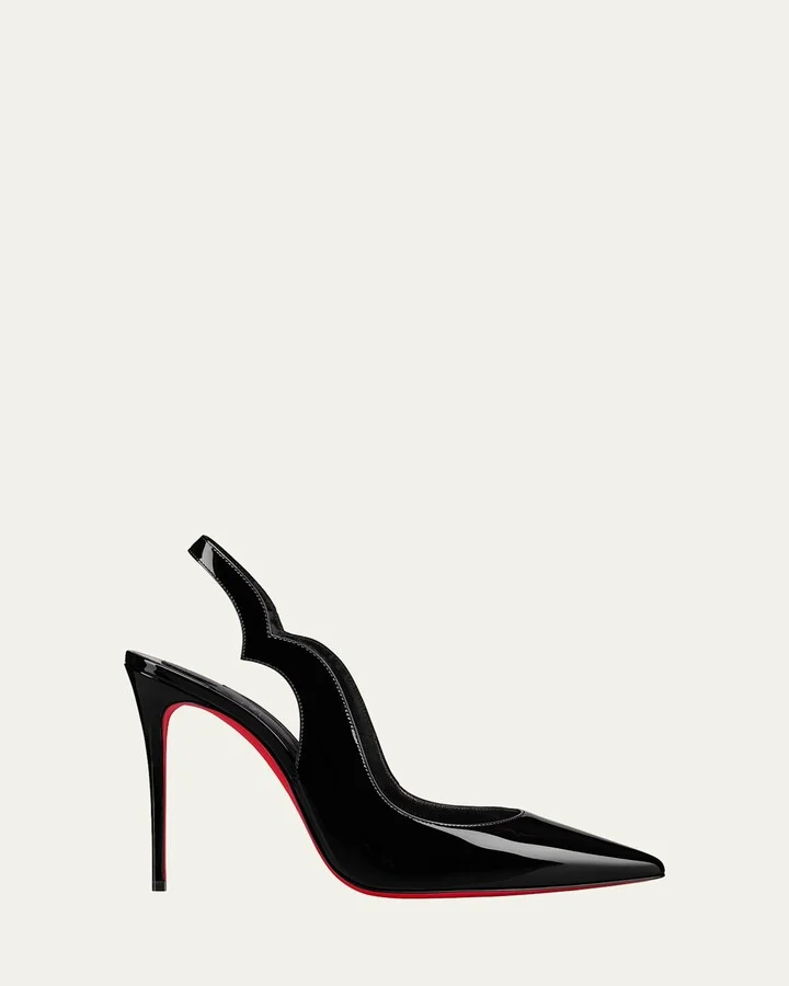 Hot Chick Patent Red Sole Slingback Pumps