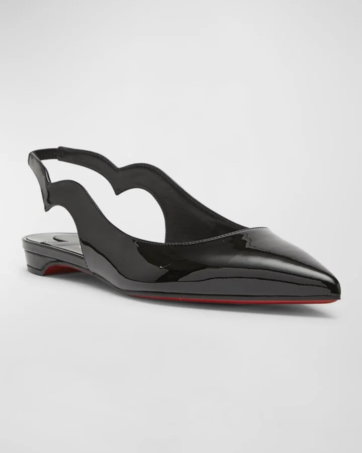 Hot Chickita Patent Red Sole Slingback Flats - Image 11