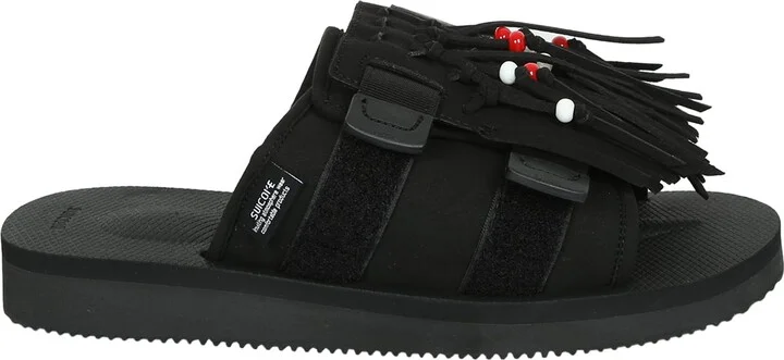 Hoto-cab Fringed Black Sandals