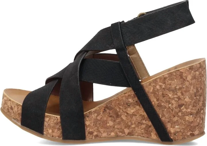 Hotsun Wedge Sandals In Black