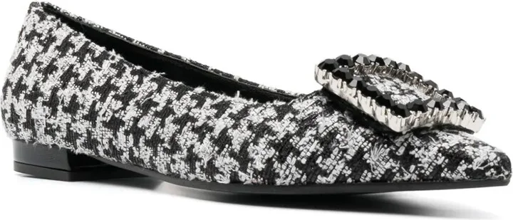 Houndstooth Leather Ballerina Shoes - Image 2