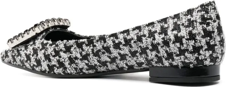 Houndstooth Leather Ballerina Shoes - Image 3
