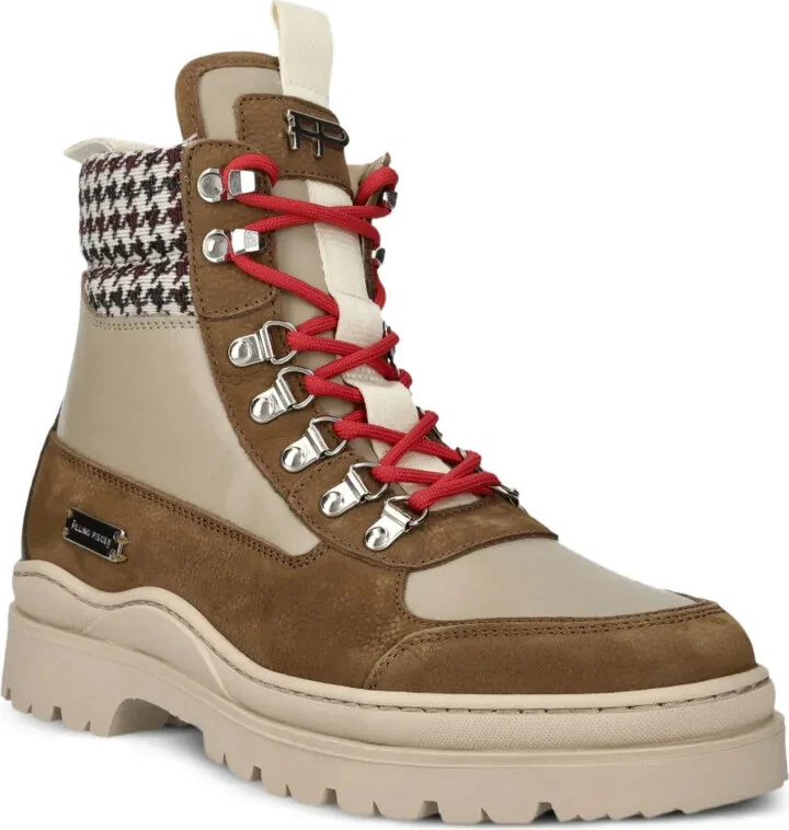 Houndstooth-Panel Lace-Up Boots - Image 2