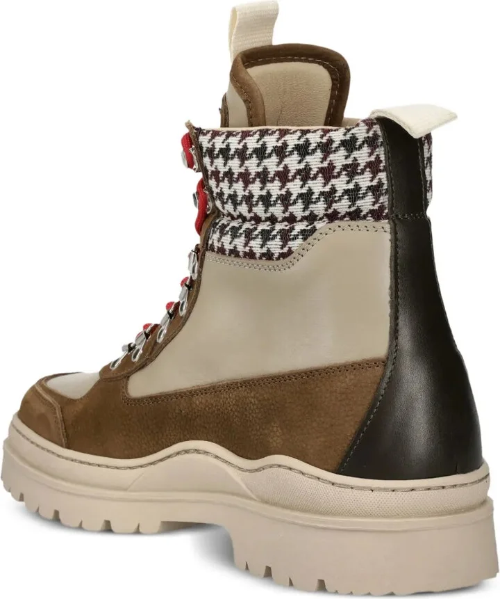 Houndstooth-Panel Lace-Up Boots - Image 4