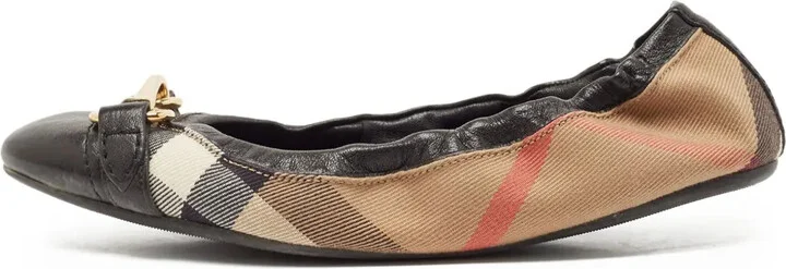 House-check ballet flats