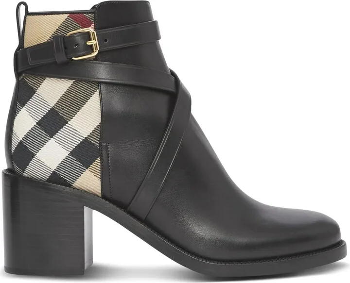 House Check mid-heel boots