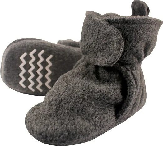 Hudson Baby Baby and Toddler Cozy Fleece Booties, Dark Gray, 3 Toddler