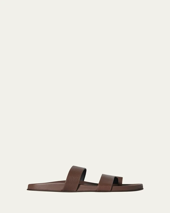 Hugh Leather Toe-Ring Slide Sandals
