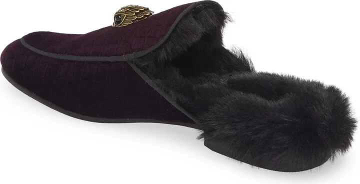 Hugh Velvet & Faux Fur Loafer Mule - Image 2