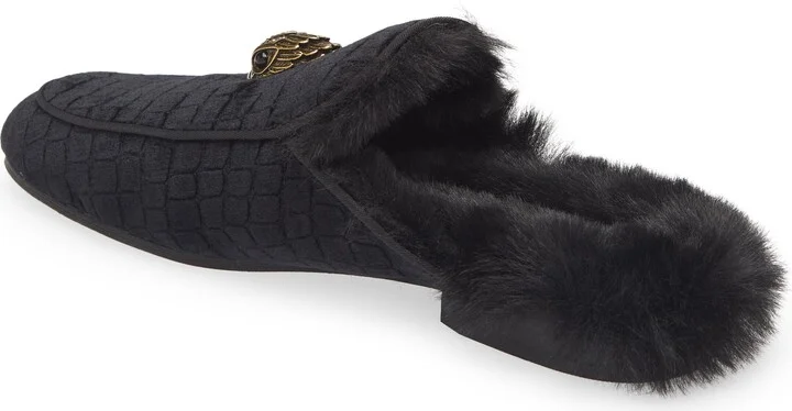 Hugh Velvet & Faux Fur Loafer Mule - Image 2