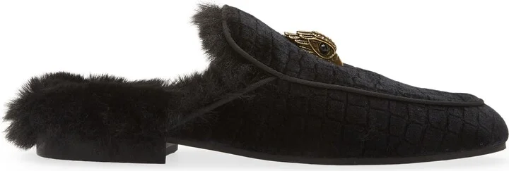 Hugh Velvet & Faux Fur Loafer Mule - Image 3