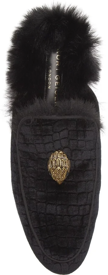 Hugh Velvet & Faux Fur Loafer Mule - Image 5