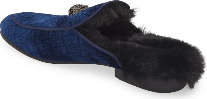 Hugh Velvet & Faux Fur Loafer Mule - Image 8