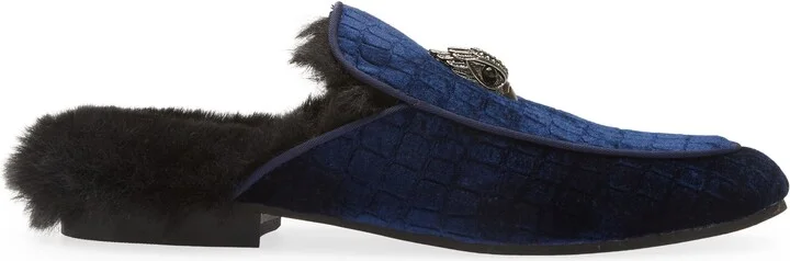 Hugh Velvet & Faux Fur Loafer Mule - Image 9