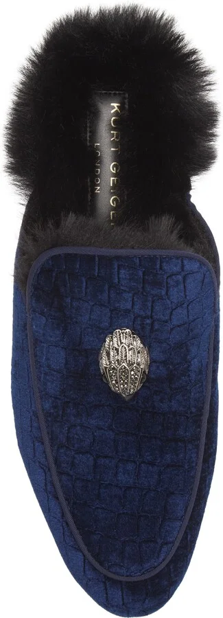 Hugh Velvet & Faux Fur Loafer Mule - Image 11