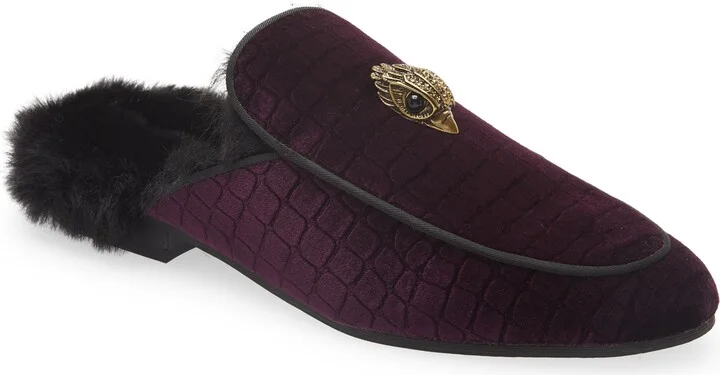 Hugh Velvet & Faux Fur Loafer Mule