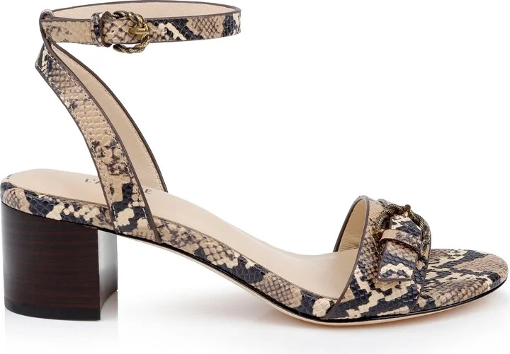 Hughette Snakeskin Embossed Ankle Strap Sandal - Image 3