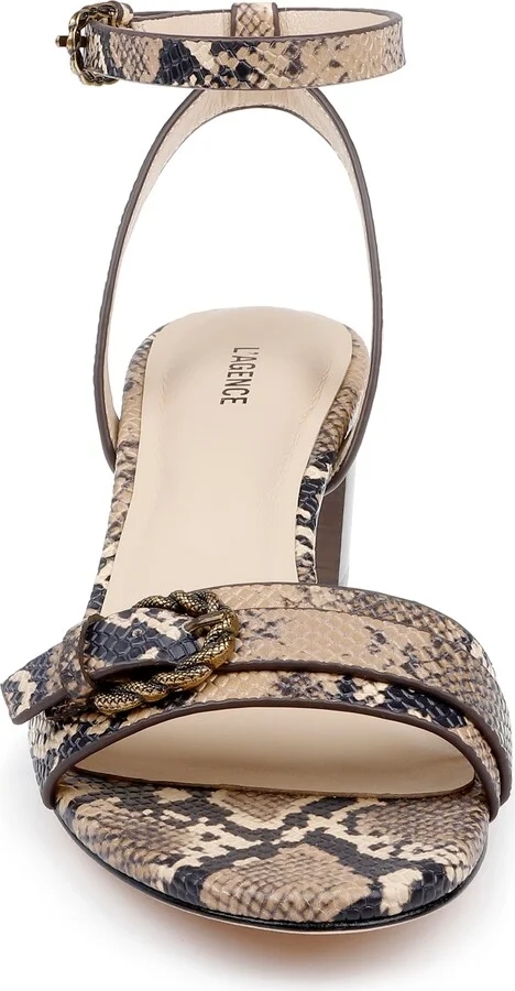 Hughette Snakeskin Embossed Ankle Strap Sandal - Image 4