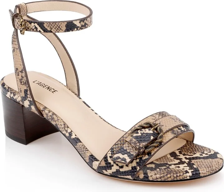 Hughette Snakeskin Embossed Ankle Strap Sandal