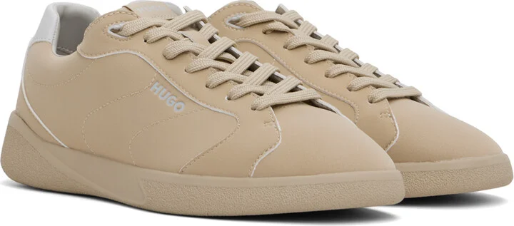 Hugo Beige Cupsole Logo Detail Sneakers - Image 4