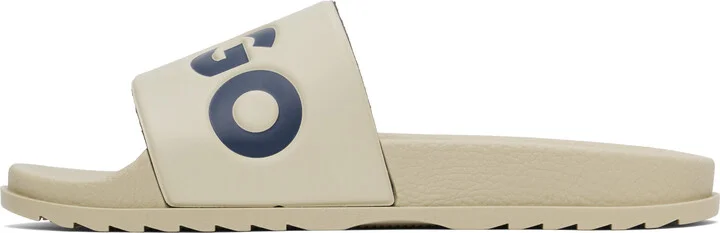 Hugo Beige Logo Strap Pool Slides - Image 3
