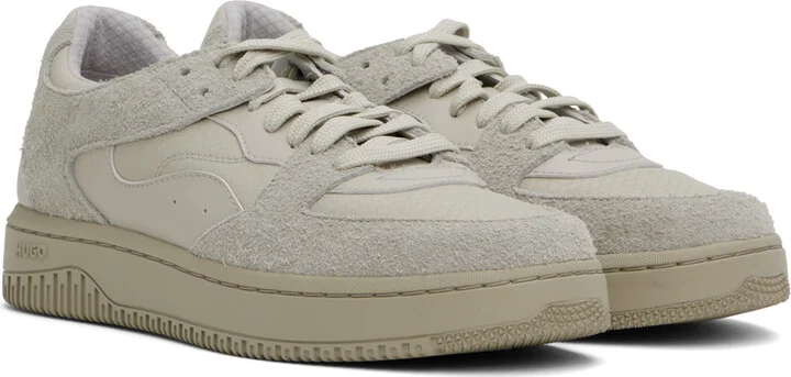 Hugo Beige Mixed-Material Sneakers - Image 4