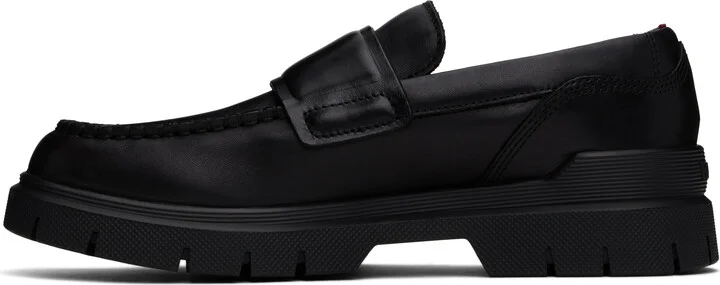 Hugo Black Double Stitching Loafers - Image 3