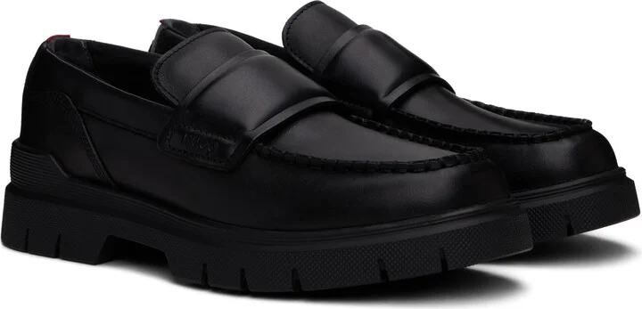 Hugo Black Double Stitching Loafers - Image 4
