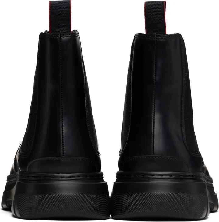 Hugo Black Embossed-Logo Chelsea Boots - Image 2