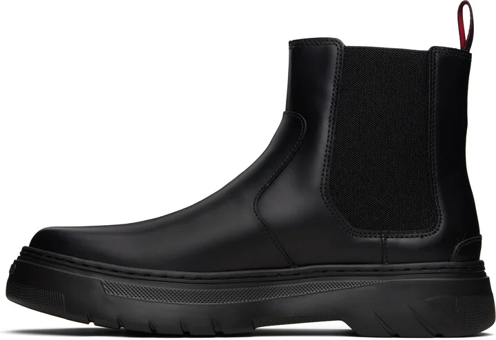 Hugo Black Embossed-Logo Chelsea Boots - Image 3