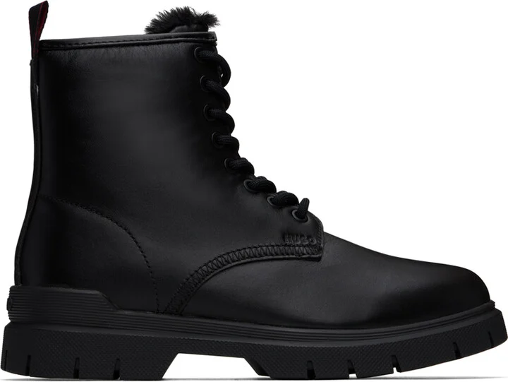 Hugo Black Faux-Fur Lined Boots