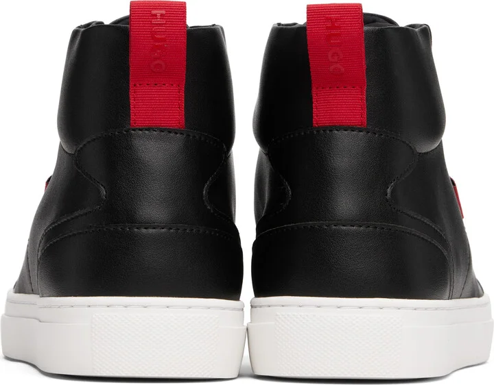 Hugo Black Faux-Leather High-Top Sneakers - Image 2