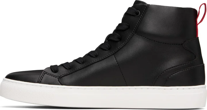 Hugo Black Faux-Leather High-Top Sneakers - Image 3