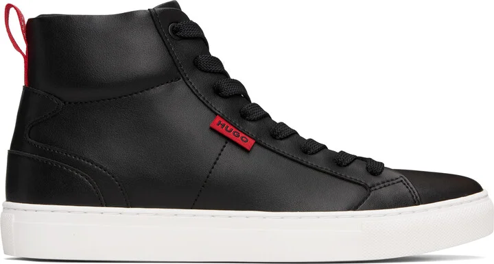 Hugo Black Faux-Leather High-Top Sneakers