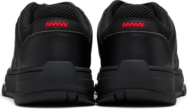 Hugo Black Faux-Leather Mesh Trims Sneakers - Image 2