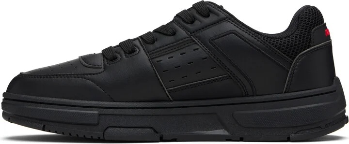 Hugo Black Faux-Leather Mesh Trims Sneakers - Image 3