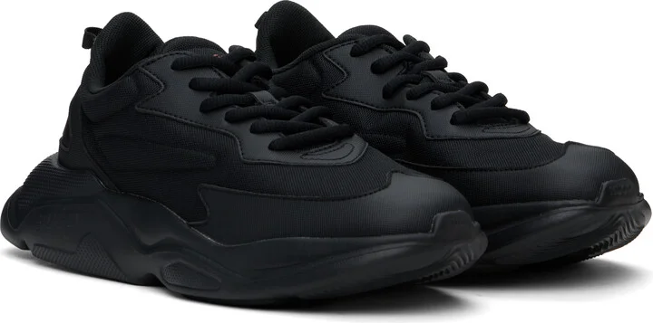 Hugo Black Faux-Leather Sneakers - Image 4